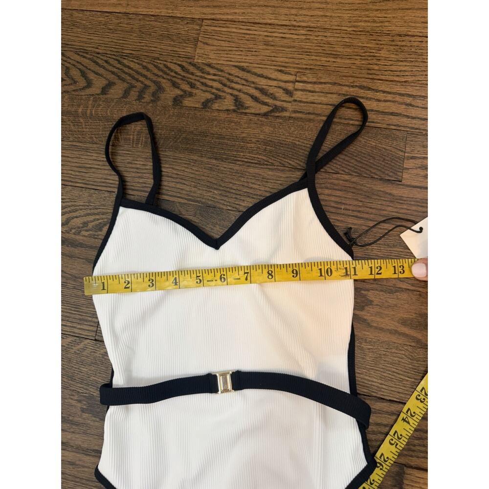 Arakii official Hanna schonberg RETRO SWIMSUIT White Black Belted Sz XS NWT - Picture 16 of 16